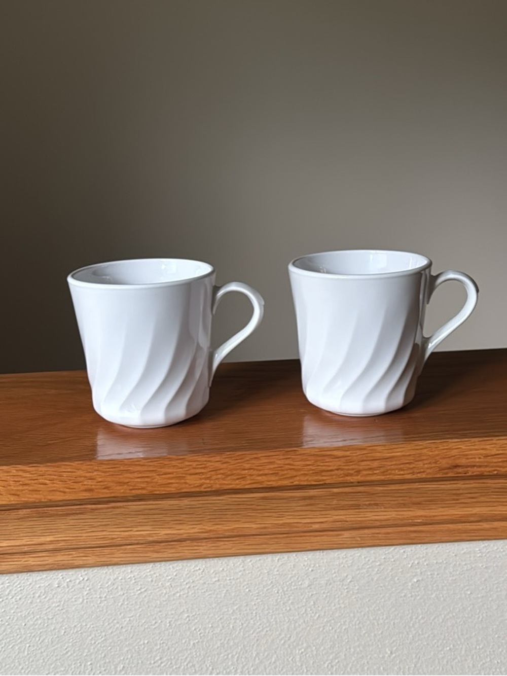 White โCorelleโ Swirl Mugs - Set of 2